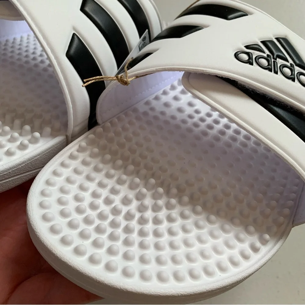 Adidas Adissage Slide Sandals Mens Size 17 Black & White NEW IN BOX